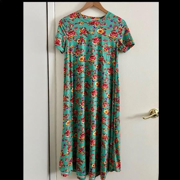 Teal Floral Swing Dress - Picture 2 of 3